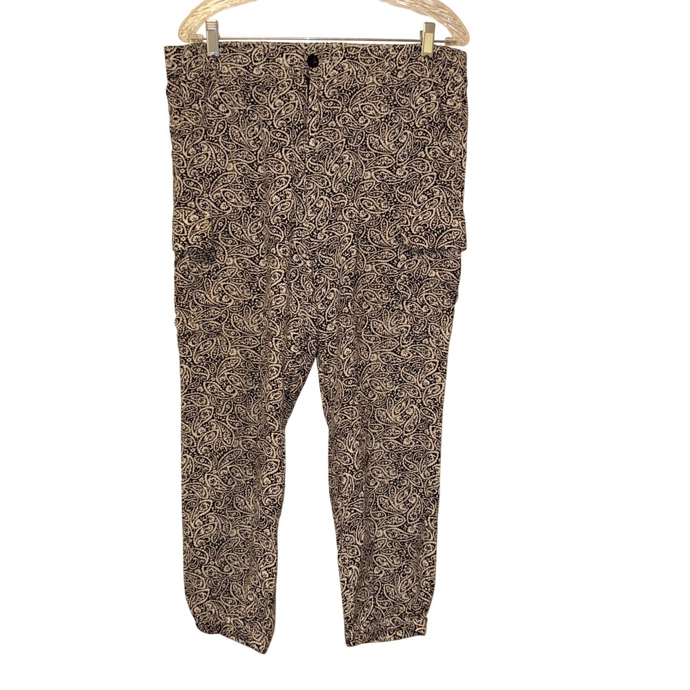 Lauren Ralph Lauren Paisley Cargo Pants Womens 10 Black White Viscose